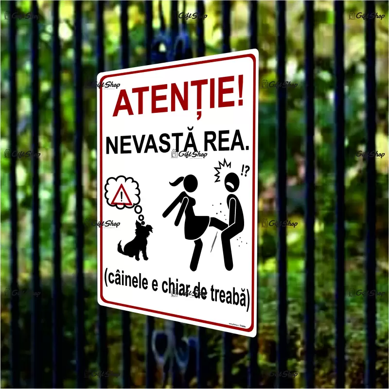 Atentie nevasta rea, indicator amuzant 100x150 mm